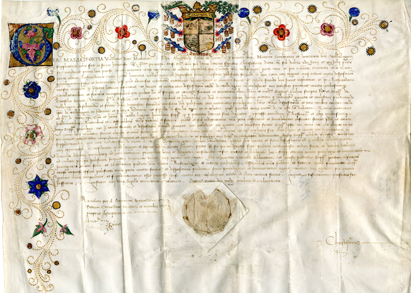 Pergamena miniata del 1473 - @ Città di Lugano