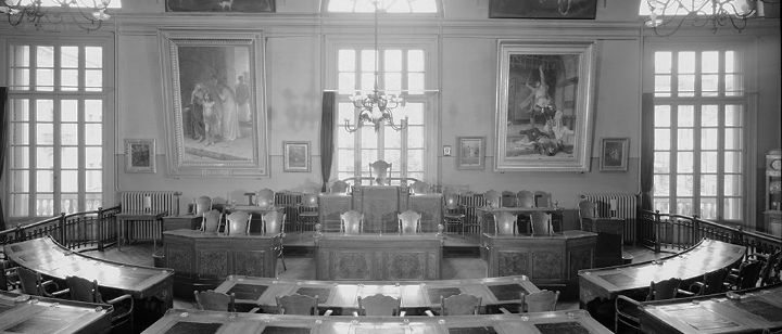 Foto d'epoca della sala del Consiglio comunale scattata da Vicenzo Vicari