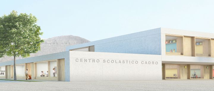 Rendering del nuovo centro scolastico a Cadro
