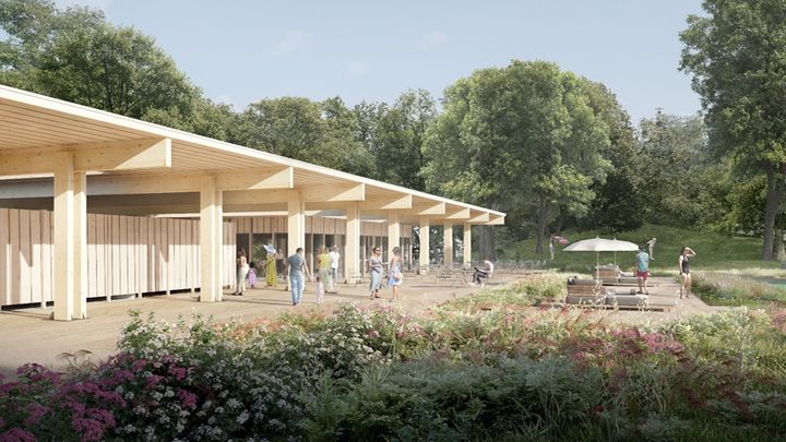 Centro balneare di Carona - Rendering © Orsi e Associati