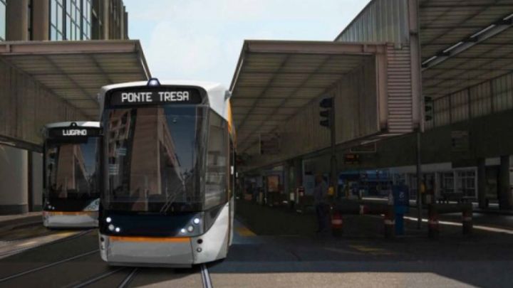 Rendering del tram-treno alla Pensilina Botta